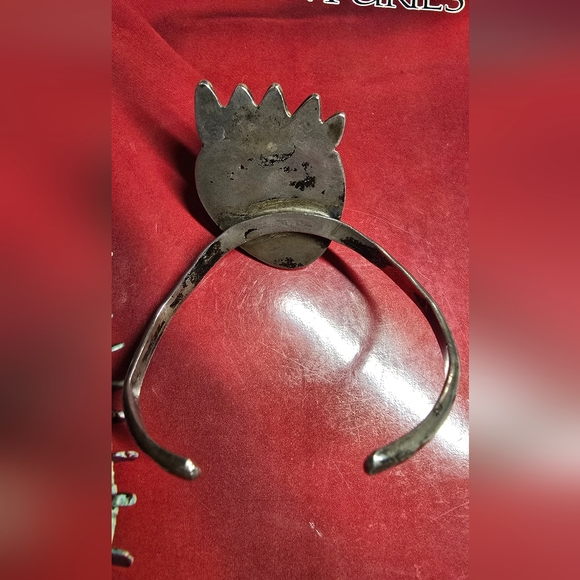 Vintage Native American Navajo Exquisite Sterling Silver Turquoise Cuff Bracelet - Picture 5 of 5